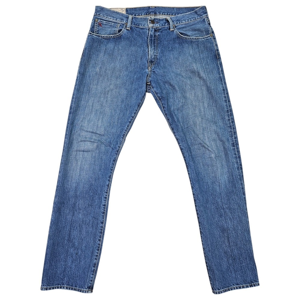 Polo Ralph Lauren Jeans Mens 33x32 Blue Hampton Straight Button Fly Medium‎ Wash